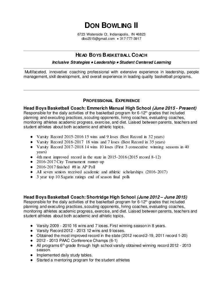 Don Bowling Coaching Portfolio