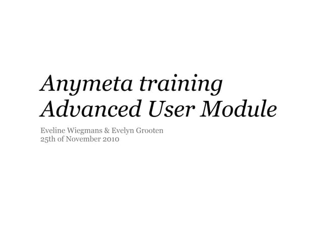 Anymeta training (25-11-2010)
