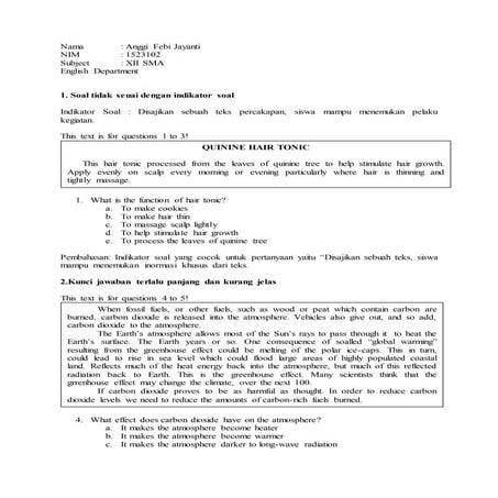 Telaah Soal Bahasa Inggris Kelas XII