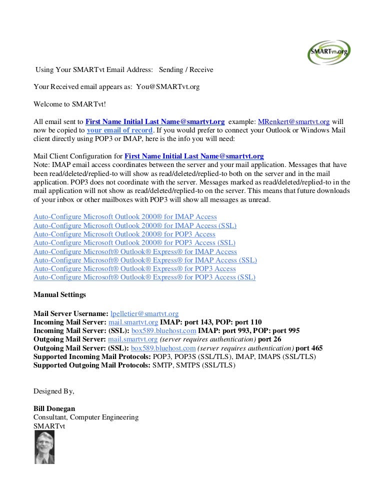 bluehost outlook settings imap