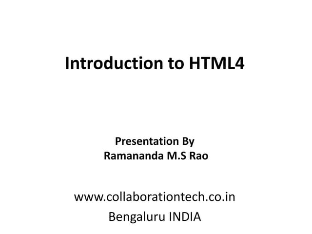Introduction to HTML4