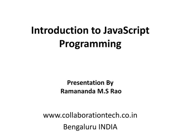 Introduction to JavaScript Programming | PPT