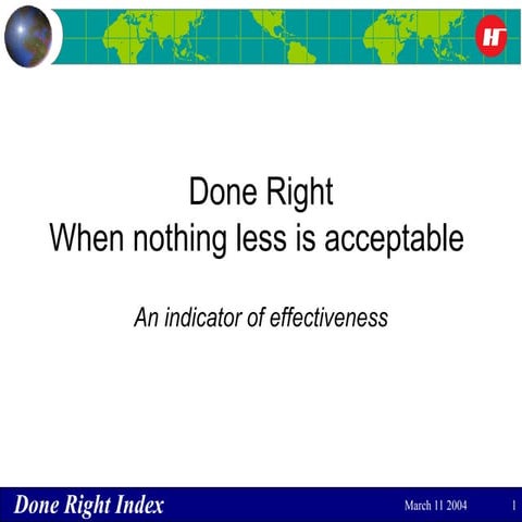 Done_Right_Index_Rev Purpose of the Done Right Index | PPT
