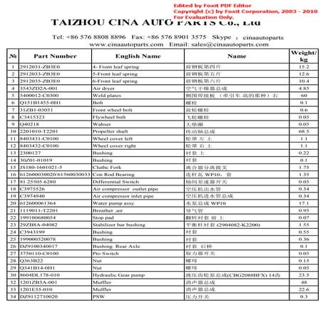 Dongfeng auto parts for truck wholesales | PDF