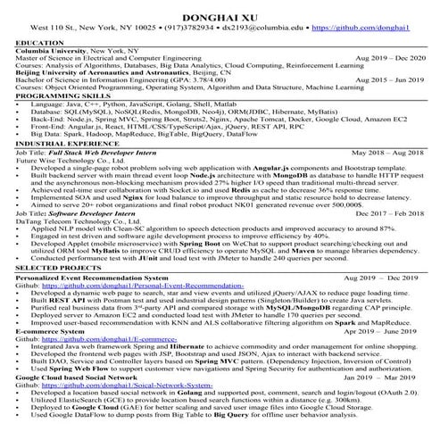 Donghai Xu summer 2020 intern