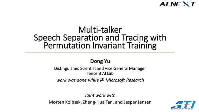 Multi-talker Speech Separation and Tracing at AI NEXT Conference