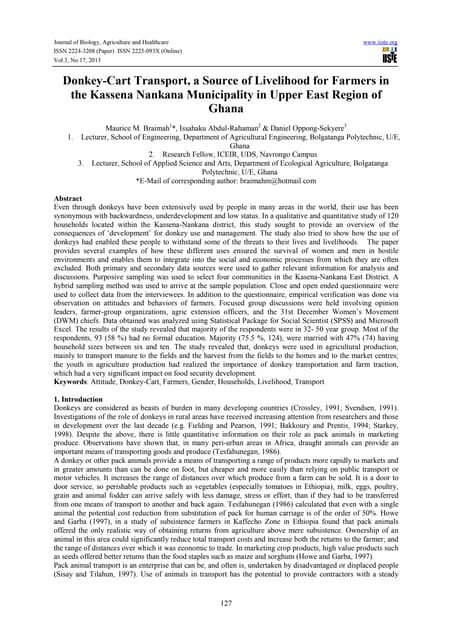 Donkey cart transport, a source of livelihood for farmers in the kassena nankana municipality in upper east region of ghana