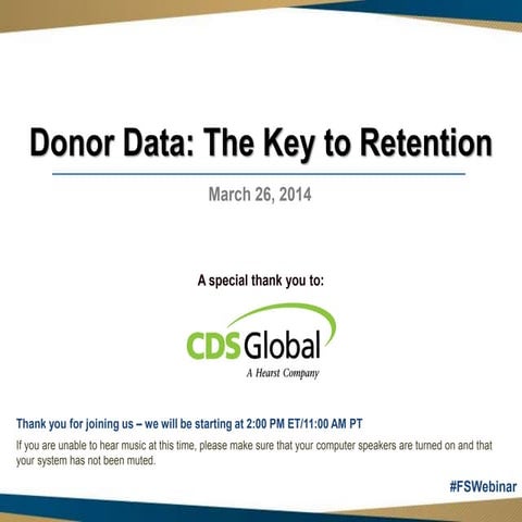 Donor Data: The Key to Retention with Fundraising Success and CDS Global