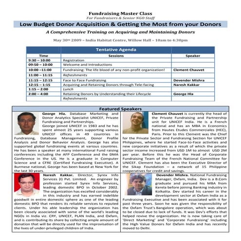 Donor Management Agenda And Speakers