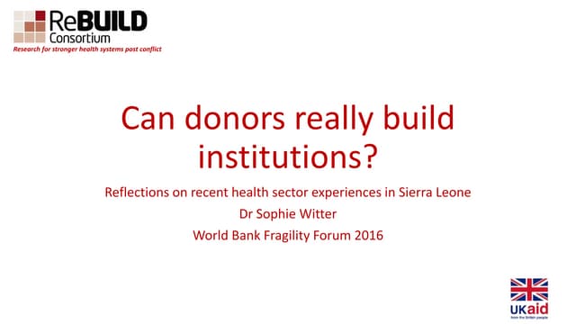 Donors and institutions - health in...
