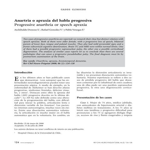 Anartria o apraxia del habla progresiva