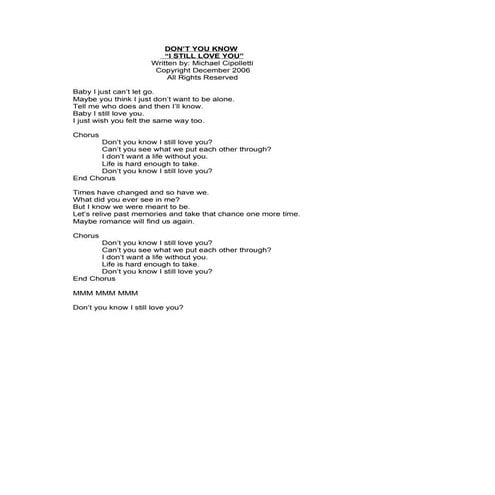 Song - Don't You Know I Still Love You