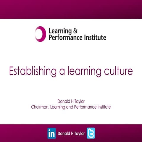 Donald H Taylor - Establishing a Learning Culture - 5 March 2015