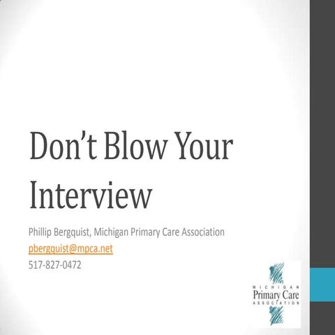 Don’t Blow Your Interview