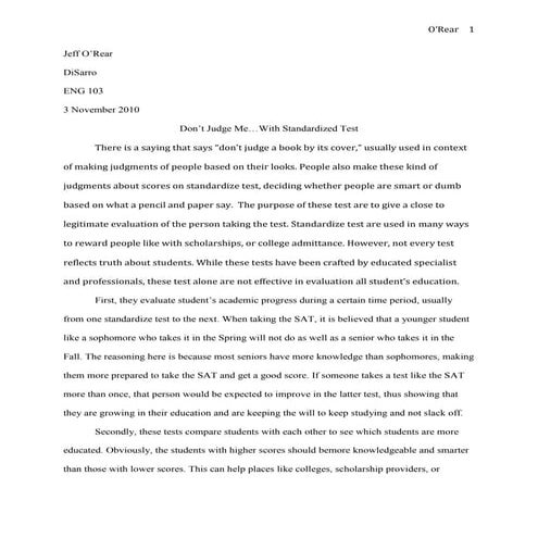 Don't judge me...with standardize test