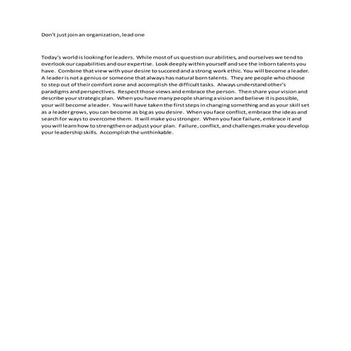 Don't just join an organization, lead one