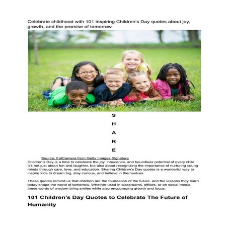 Don’t Miss These 101 Children’s Day Quotes That Capture the Magic of Childhoo...