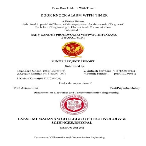 Door knock alarm with timer