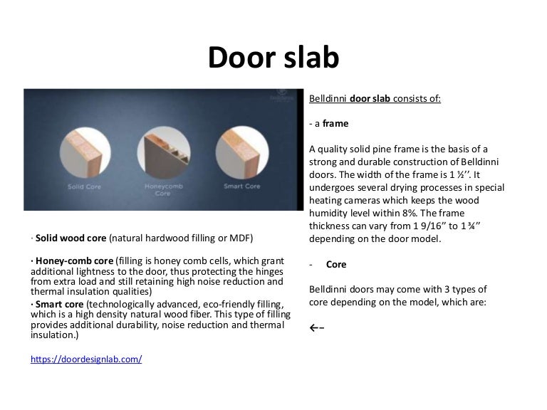 Belldinni door slab Types of cores
