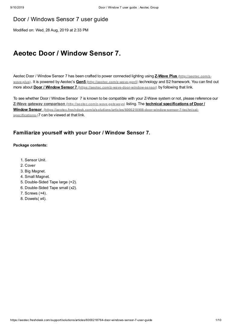 aeotec door window sensor 7