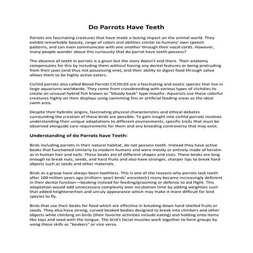 Do Parrots have Teeth: Why Don’t Parrots Have Teeth