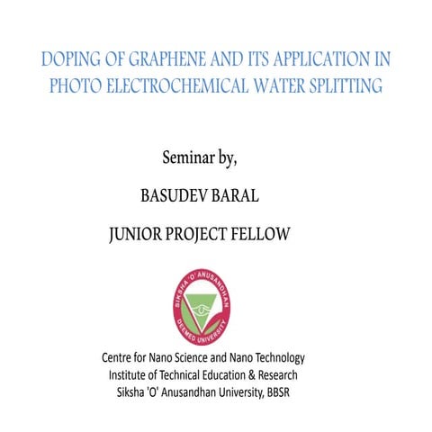 Doping of graphene and its application in photo electrochemical water ...