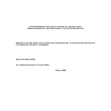Doplomado talento humano implantacion en catering