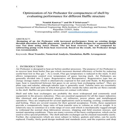 Optimization of Air Preheater for compactness of shell by evaluating performa...