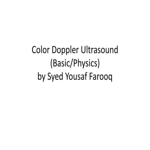 Color Doppler Ultrasound - Basic physics