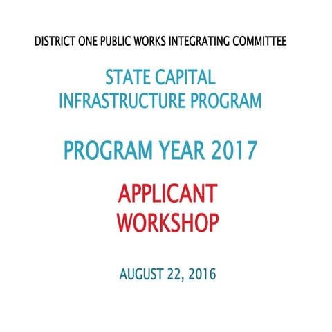 DOPWIC Program Year 2017 Applicant Workshop