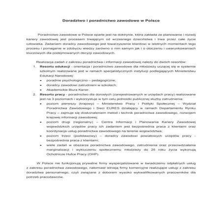 Doradztwo i poradnictwo zawodowe w polsce