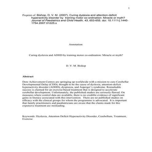 The Dore Programme: evaluation | PDF