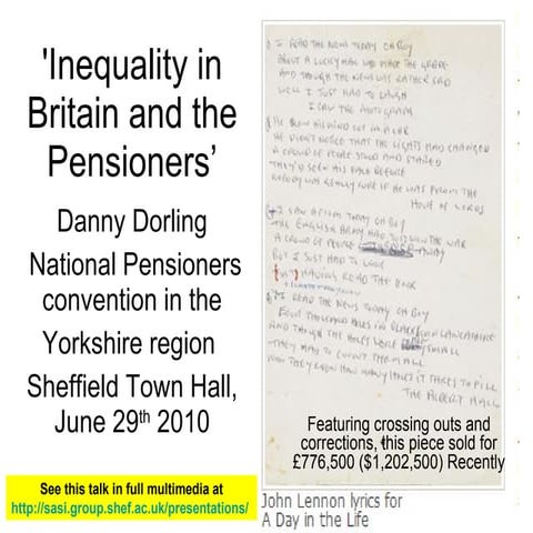 Inequality in Britain and the Pensioners