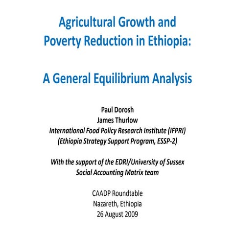 Agricultural Growth and Poverty Reduction in Ethiopia: A General Equilibrium ...
