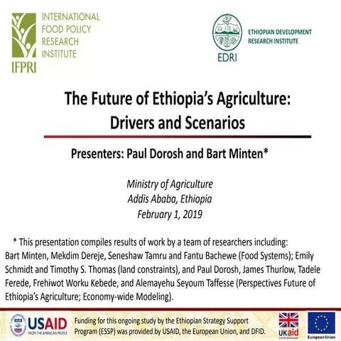 The future of Ethiopia's agriculture: Drivers and Scenarios