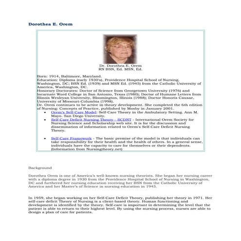 Dorothea E Orem Sajie