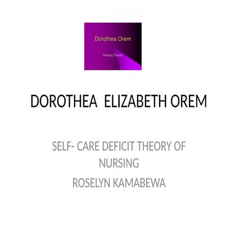 DOROTHEA OREMS SELF- CARE DEFICIT THEORY OF NURSING.pptx
