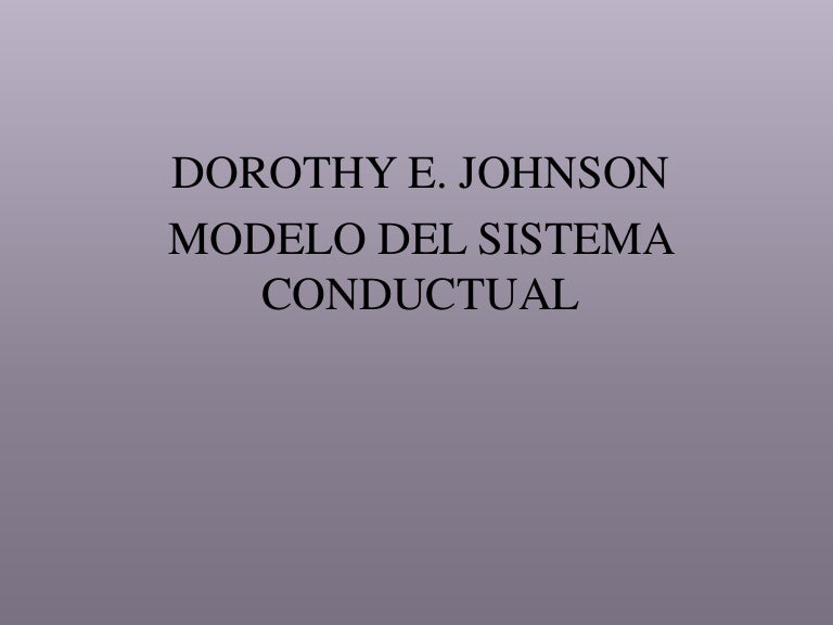 DOROTHY E. JOHNSON MODELO DEL SISTEMA