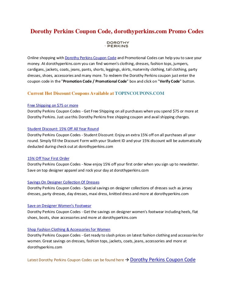 Dorothy Perkins Coupon Code