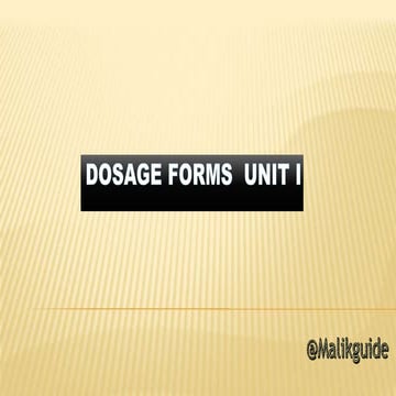 Types of dosage form