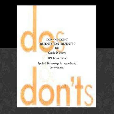 Do’s and don’t for Applied Technology. 