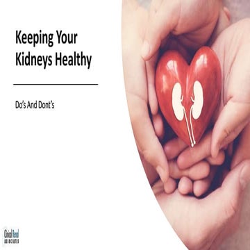 Dos and Dont's for keeping your kidneys healthy
