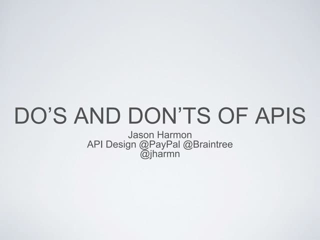 Do's and Don'ts of APIs