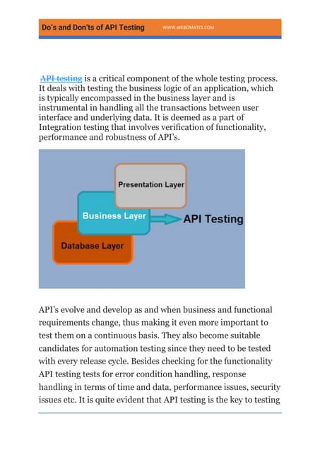 Do’s and don’ts of api testing