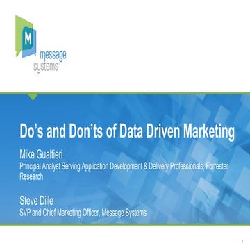 Do's and Don'ts of Data Driven Marketing