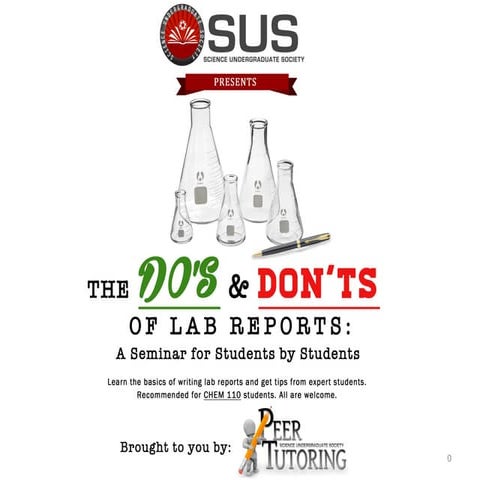 The Do's & Don'ts of Lab Reports (McGill SUS Peer Tutoring)