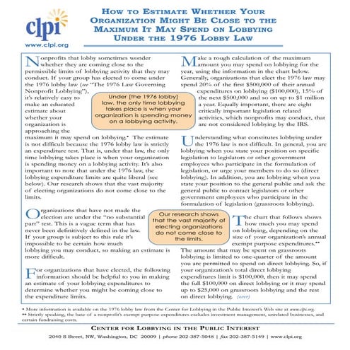 The Must Do's and Important Don'ts of Nonprofit Advocacy (handout 3 of 5)