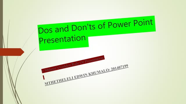 Dos and don'ts of power point presentation   