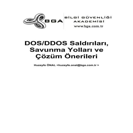 DoS DDoS Saldırıları ve Korunma Yöntemleri Kitabı