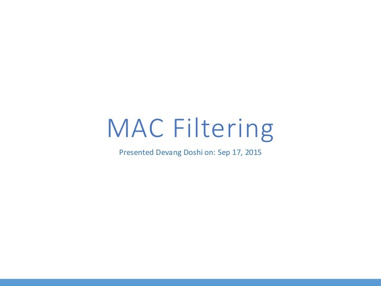 Mac Filtering